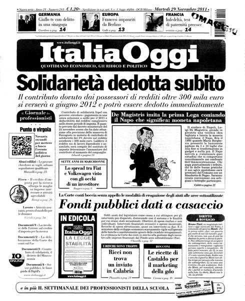 Italia oggi : quotidiano di economia finanza e politica